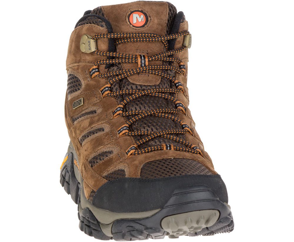 Kozaki Merrell Męskie Brązowe - Moab 2 Mid Waterproof - 492368-TAK